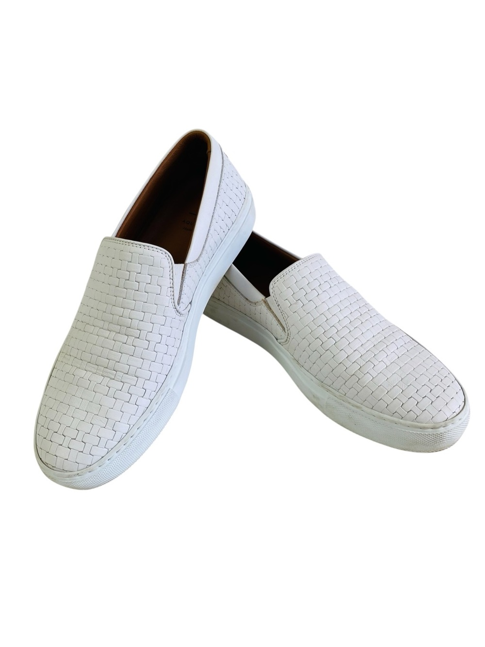 Aquatalia Ashlynn White Woven Leather Slip On Sneakers Size 8.5 - Picture 3 of 9